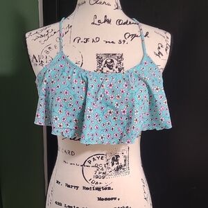 Arizona Jean Company Floral Teal Bikini Top